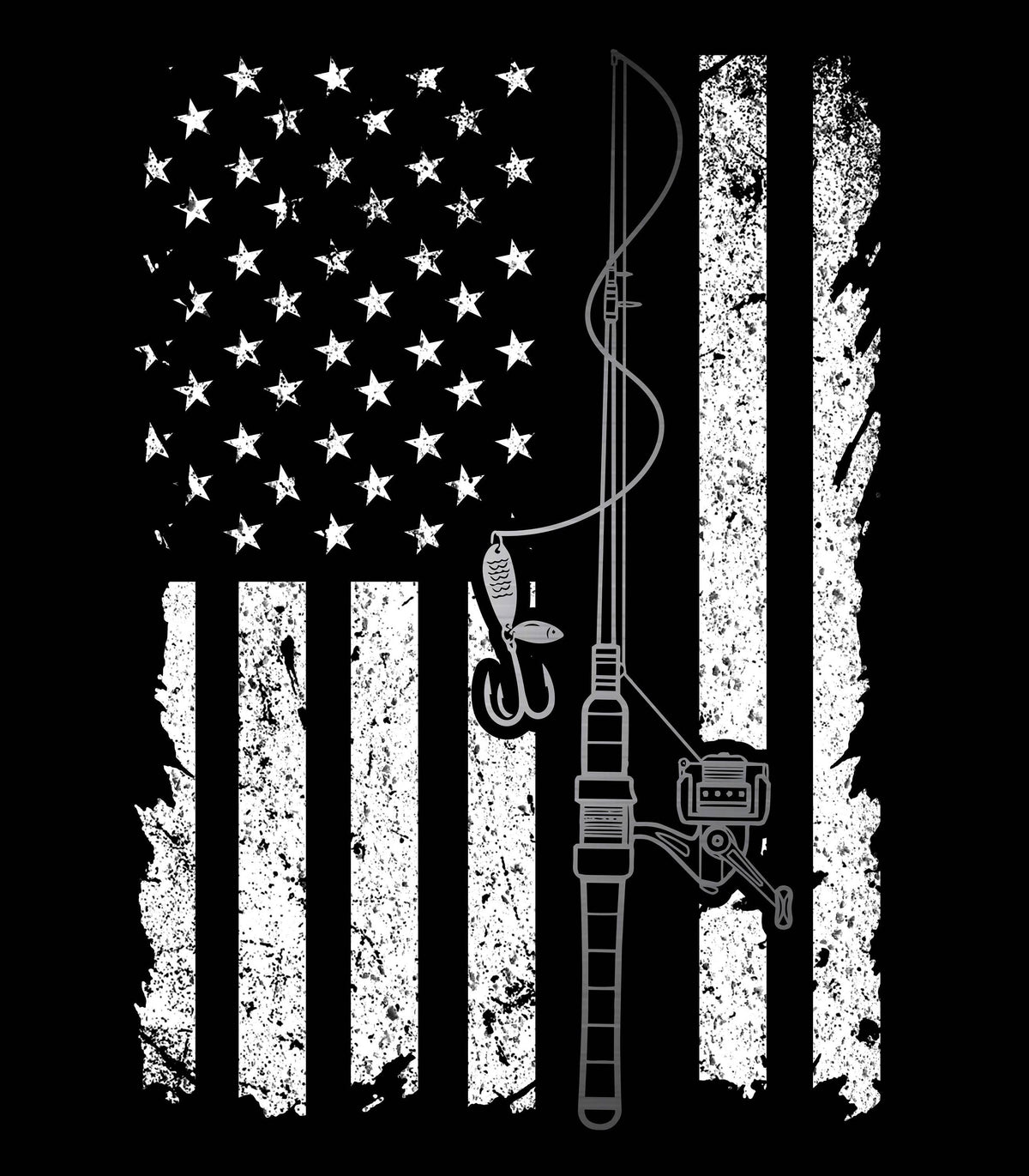 American Flag Fishing Rod T-Shirt