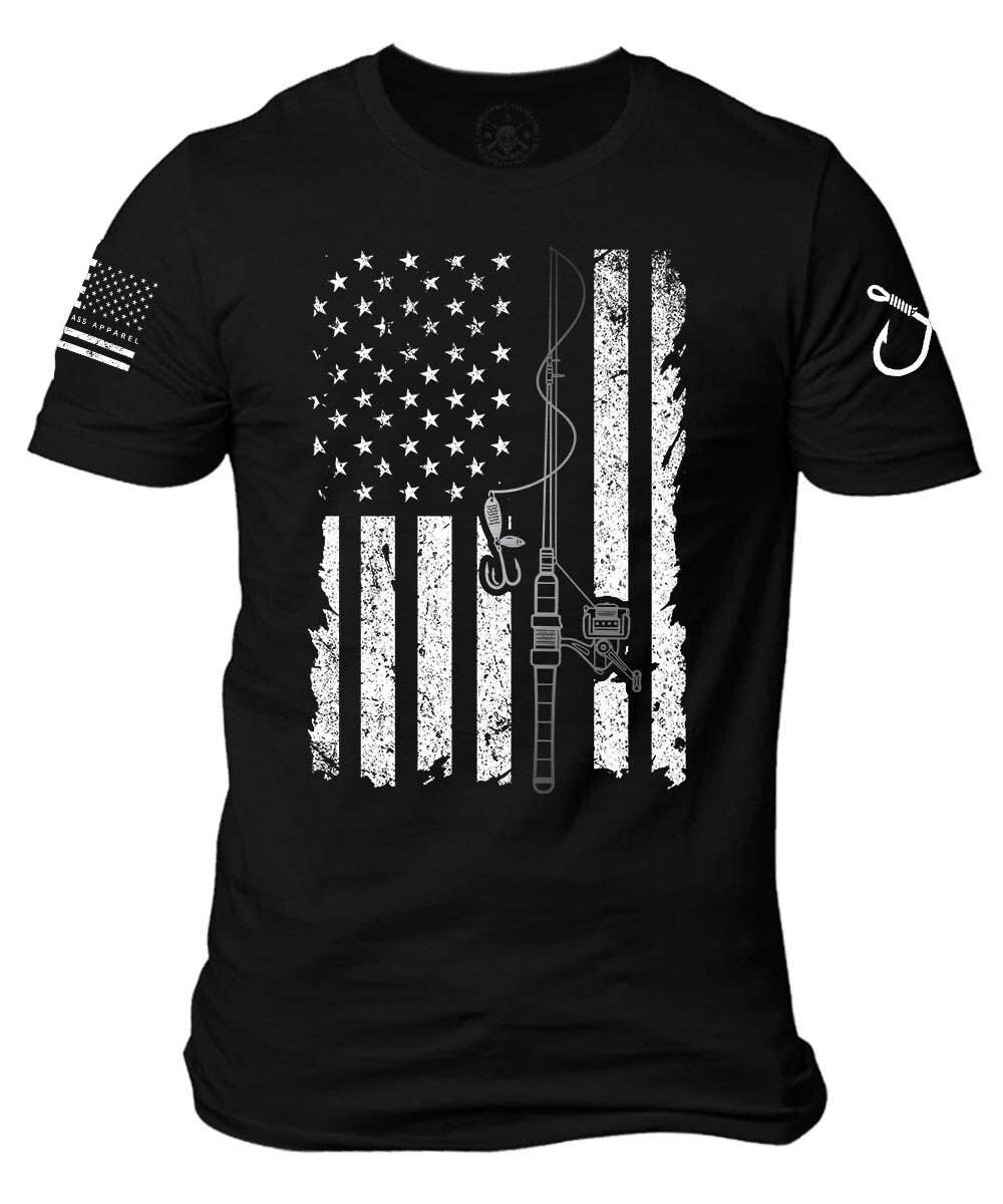 American Flag Fishing Rod T-Shirt