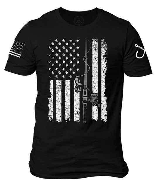 American Flag Fishing Rod T-Shirt