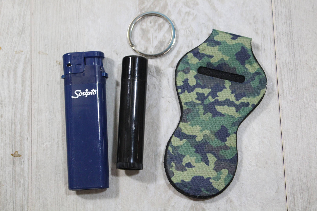 Adventure Chapstick Holder Keychain-Camo