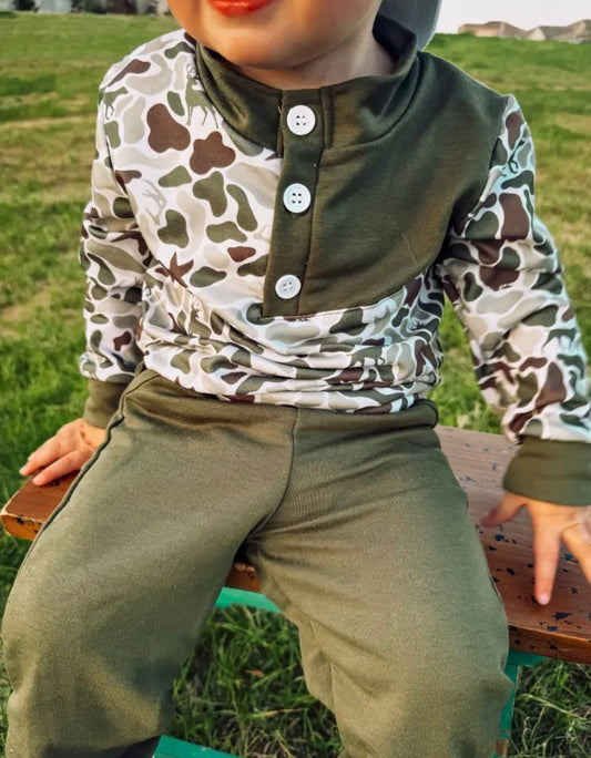 Sir Hunts A Lot Camo Kids 2-Piece Set